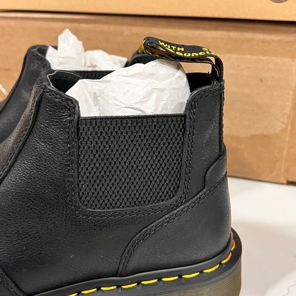 Dr. Martens Black Leather Chelsea Boots with Yellow Stitching - Picture 3 of 7